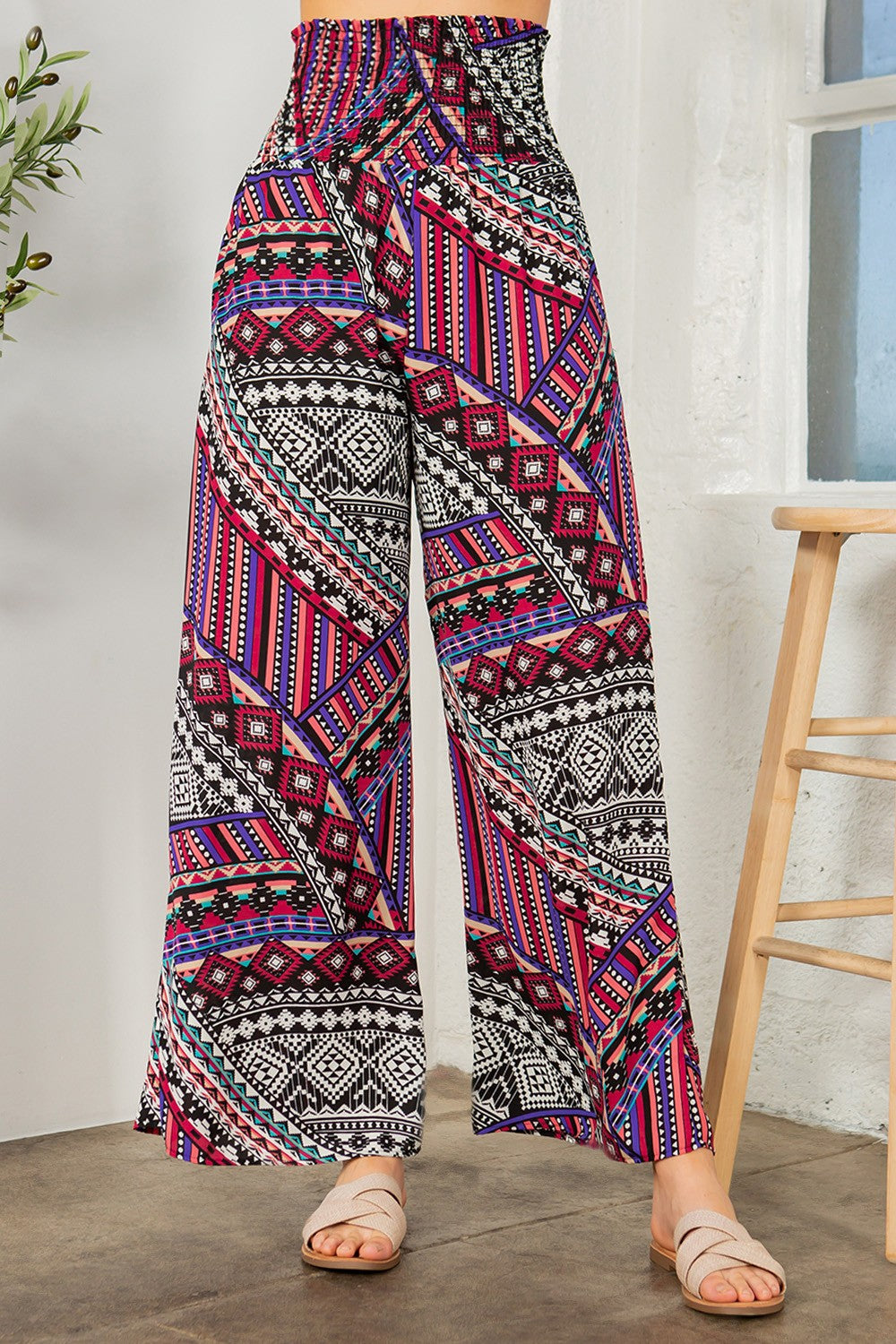 Tribal Print Wide Leg Pants